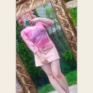 Pink Button-Up Denim Mini Skirt